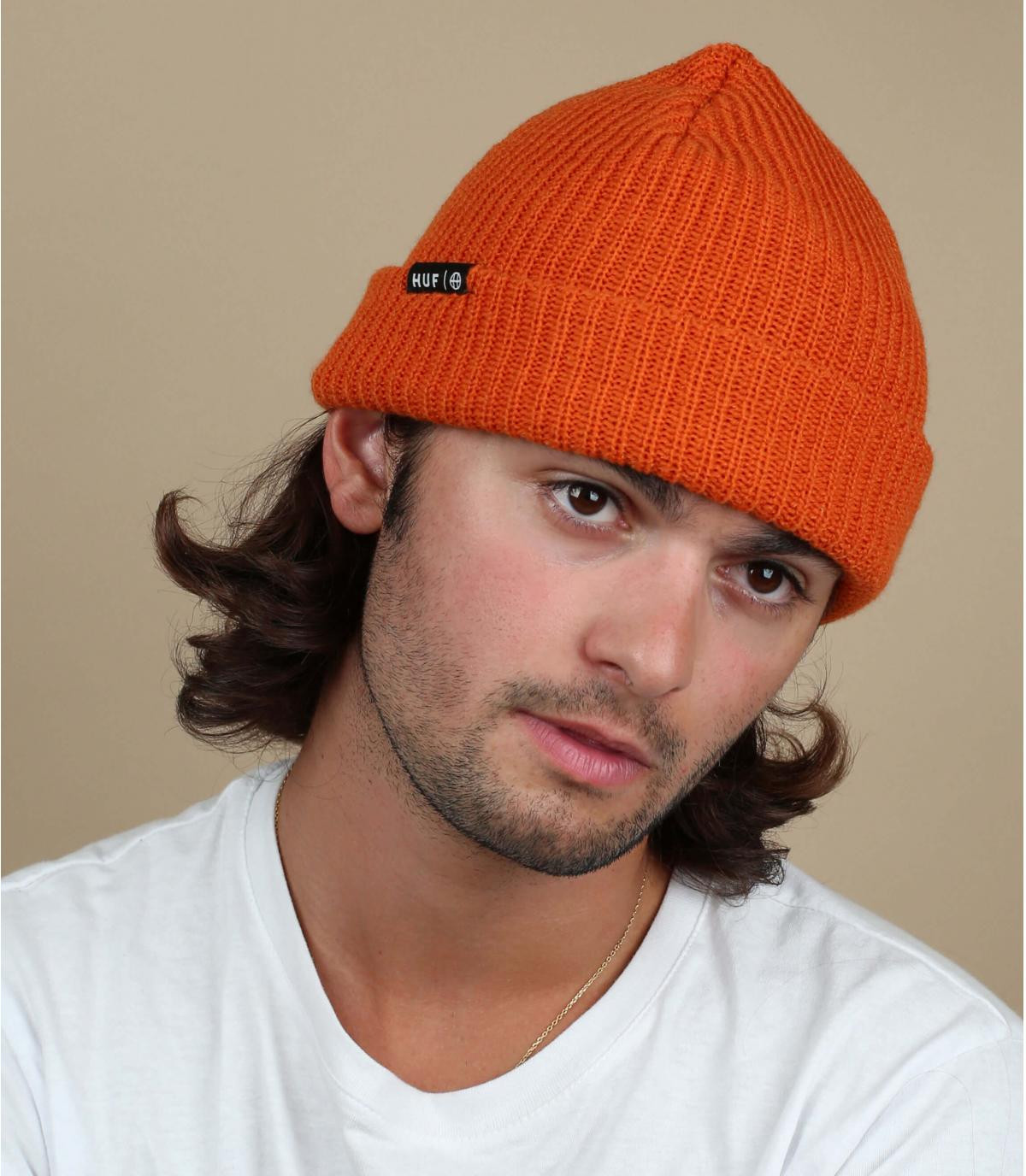 Huf oranje revers hoed Usual Beanie rust